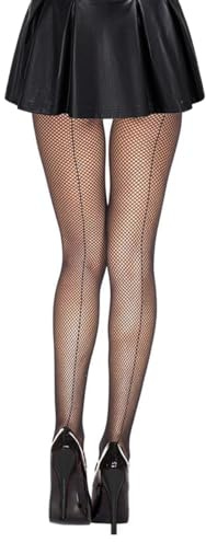 Abberrki Womens Sexy Back Seam Fishnet Tights Sparkle Fishnet Stockings with Rhinestone Backseam (Backseam)