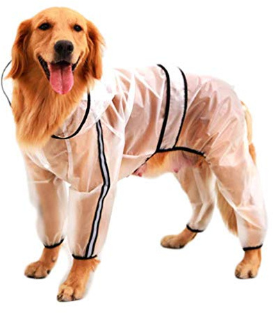 feiling Impermeabile Cappotto Trasparente per Cani di Taglia Piccolo Media e Grande 4 Gambe Antipioggia Giacca Cane Poncho Animali Domestici (7XL)