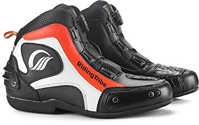 Msport Motorradstiefel Antirutsch und Atmungsaktiv – Schuhe für Motorradfahrer, Komfort und Sicherheit bei jedem Wetter - Rot 45 EU