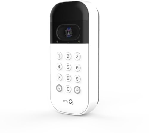 myQ Smart - Tastiera video per porta del garage con fotocamera grandangolare, codici PIN personalizzabili e controllo da smartphone, prendi in carico l'accesso al tuo garage, funziona con gli apri