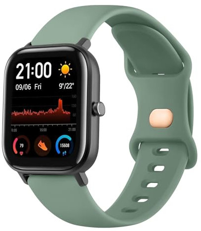 Amzpas Armband für Amazfit Bip/lite/Bip 3/Bip 3 Pro/Bip U Pro/Bip 5,20mm Neues Silikon Sport Ersatzarmbänder für Amazfit GTS/GTS 2/GTS 2 Mini/GTS 3/GTS 4/GTS 4 Mini/GTR Mini Damen Herren(Grün)