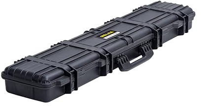 MEIJIA Portable Waterproof All Weather Hard Rifle Case,Soft Handle Grip,Customizable Fit Foam Inserted,Without Wheels,Elegant Black (49.41X11.61X4.96)