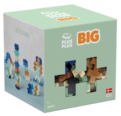 PLUS PLUS - 100 Briques de Construction BIG Assortiment Bleu Breeze - Jeu Éducatif pour Enfant dès 1 an - Jeu d'Éveil et de Motricité Fine - Développe l'Imagination - Jouet pour Fille et Garçon