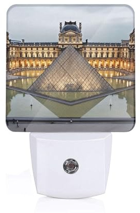 Visent Louvre Museum in Paris Printing Night Lights Plug Into Wall Led Night Lights Plug Into Wall Dusk to Dawn Night Lamp Led Night Light for Kids Room,Adults Bedroom,Kitchen,Hallway
