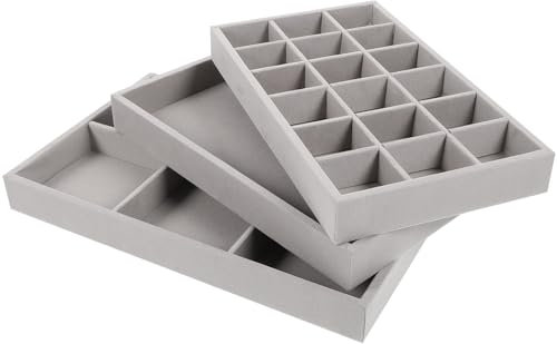 HOLIDYOYO 3pièces Plateau De Rangement Bijoux Avec Compartiments Pour Boucles Oreilles Colliers Bracelets Organisateur Pratique Et Élégant Pour Présenter Vos Accessoires