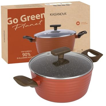 KASANOVA Padella antiaderente con salvapadella Go Green Planet, padella professionale, padella per frittata, perfetta per l'induzione e adatta a tutti i piani cottura (20 Cm)