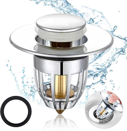 Tappi universali per lavandino, 2 pezzi Sostituzioni di tappi per lavandino pop-up, Tappi per lavandino in acciaio inossidabile per cucina e bagno, Bagno (34-38mm)