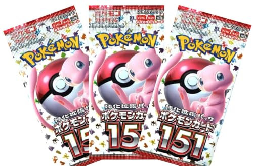 3 x Pokemon 151 Booster Packs Japanese Pokemon Cards Pack 3 Pack Bundle includes Japanese Pokemon Cards in Sealed Pokemon Booster Packs for Pokémon Cards Collection | TCYM Authenticated