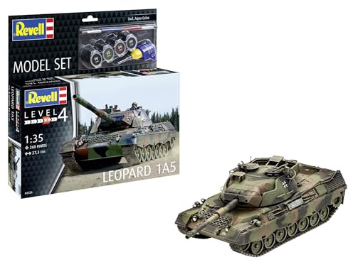 Revell Modellbausatz Leopard 1A5 | Kampfpanzer mit verbesserter Feuerleitanlage | Maßstabsgetreu inkl. Zubehör, Kleber und Pinsel