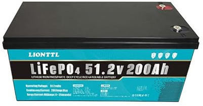 LiFePO4 batteria, 48V 200Ah, 5000+ cicli profondi, con BMS, batteria al litio ferro fosfato da 10 kWh, adatta per alimentazione di emergenza, campeggio all'aperto, impianti fotovoltaici, ecc.