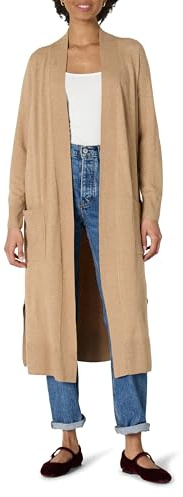 Amazon Essentials Women's Regular-Fit Lightweight Duster Length Longline Cardigan, Camel Heather, XL
