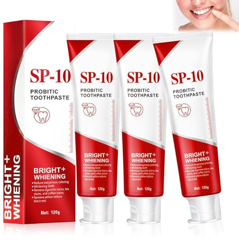 3 Piezas Sp 10 Pasta Dental, Pasta Dental Probiotico, PAsta DEntal Blanqueadora, Limpia Profundamente, Refresca El Aliento, Cuida la Boca y Elimina las Manchas
