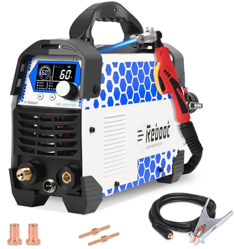 Reboot Découpeuse à Plasma 60A 230V IGBT | Rouleau PT31 pour Coupe Facile, Fonction 2T/4T, Coupe Maximale 18mm pour Acier Inoxydable Aluminium Cuivre,RBC6000 PRO