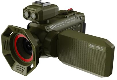 VIRELLO Videocámara 4K UHD WiFi, cámara de video digital de 53 MP con zoom de 50X, visión nocturna, pantalla de 3.0 pulgadas, batería de 2500 mAh para vlogging