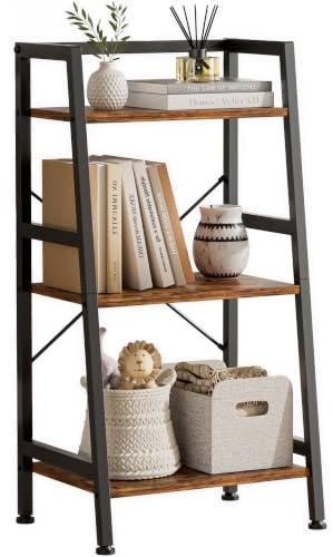 Vantimo Étagère Échelle Autoportante, Métal ou Industriel, Étagère de Rangement Ouverte Gain de Place pour Salon, Chambre, Cuisine, Bureau, Balcon, Support à Plantes pour Petits Espaces