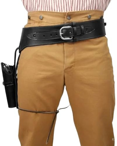 Western pistolbälte, justerbart läder cowboy hölster cowboy vapenbälte för cosplay maskerad fest, svart