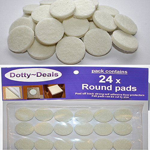 24 Cream Wooden Oak Floor Furniture Protector Round Self Adhesive Felt Pads