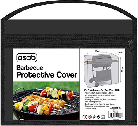 ASAB Heavy Duty BBQ Cover Waterproof Durable Plastic Barbecue Cover UV Protection Secure Windproof Dustproof and Portable Oil Drum Gas Charcoal BBQ Cover for Outdoor Grill Protection 125x62x95cm