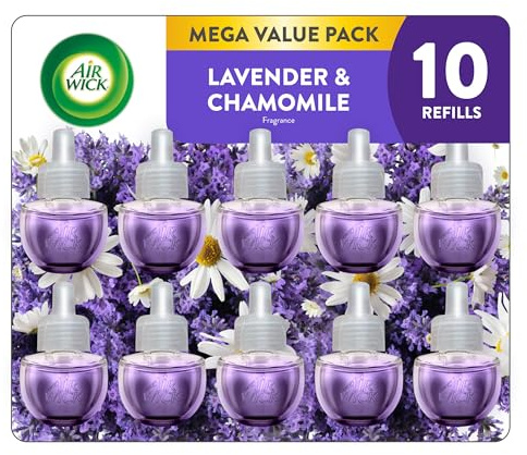 Air Wick Plug in Scented Oil Refill, 10ct, Lavender & Chamomile, Air Freshener, Essential Oils, Eco Friendly
