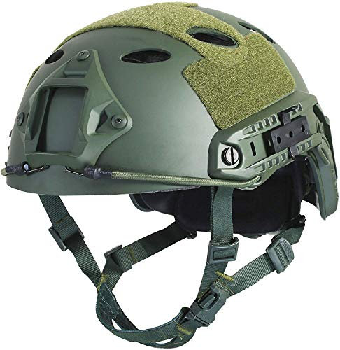 LOOGU Airsoft Casque de protection Ops Core Casque de protection tactique (type Fast BJ & PJ) avec coussinets et rails latéraux, casque de chute, pour les loisirs, l'extérieur, le paintball