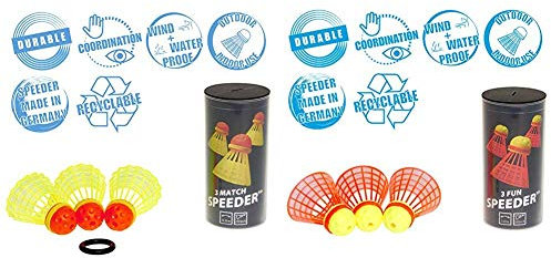 Speedminton® Match Speeder® - 3er Pack Speed Badminton/Crossminton original Wettkampfball inkl. Windring & Fun Speeder® - 3er Pack Speed Badminton/Crossminton Einsteiger- und Kinderball