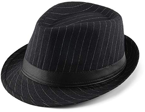 Fedora for Men Women Unisex Men's Women's Classic Manhattan Structured Gangster Trilby Fedora Hat Black