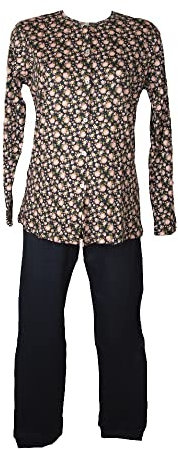 RAGNO Pigiama Donna Aperto Davanti con Bottoni Manica Lunga Pantalone Lungo Caldo Cotone Invernale Articolo DE09N6, 124FP Fantasia Phard, 44