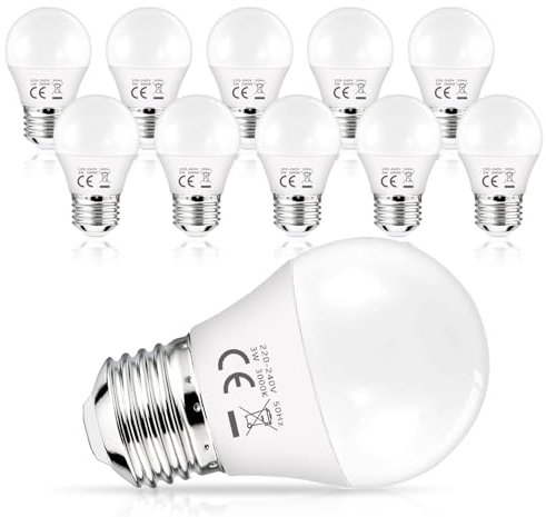UYHGO E27 LED Lampe Warmweiss, 3W Ersetzt 25 Watt Glühbirnen, G45 Kugel Leuchtmittel, 180° Abstrahlwinkel Energiesparlampe, nicht Dimmbar, 10Stück