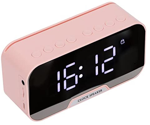 Bewinner Digitaler Wecker, Multifunktions Uhr Lautsprecher Tragbarer Dual Wecker Funktion Moderne Elektronische Uhr für Schlafzimmer Zuhause Wohnzimmer Büro (Rosa)