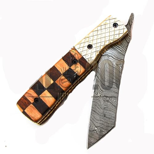 PAL 2000 KNIVES CHA-9609 Couteau de Poche Pliant en Acier de Damas Fait à la Main sur Mesure