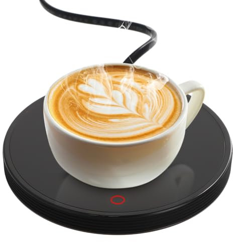 Calentador de Tazas de Café Inteligente con 2 Ajustes de Temperatura, Posavasos Eléctrico Calentado hasta 55 ℃, Placa Calentadora de Bebidas Eléctrica Apagado Automático de 8 Horas (Negro)