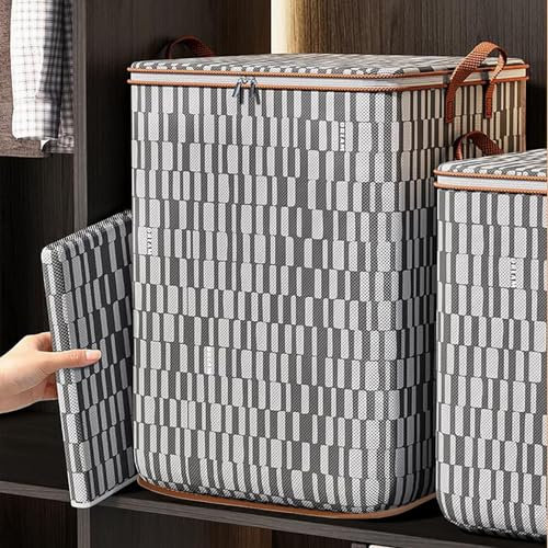 squarex Storage Bins with Lids Non-woven Zipper Storage Bag Moving Quilt Storage Basket Travel Large-capacity Clothing Storage Bag Organizers for Pillows Blankets Storage