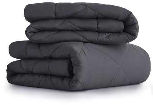 CozyLux Bettdecke 135x200 4 Jahreszeiten 2 teilig - inklusive Ganzjahresdecke 135x200cm 300gsm + Sommerdecke 135 x 200 150gsm, 2 zusammengeknöpften Steppdecke für Vierjahreszeiten/Sommer/Winter Grau