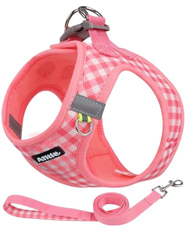 AIITLE Atmungsaktives Hundegeschirr aus Netzstoff, No-Pull-Westengeschirre mit reflektierenden Bändern, verstellbare Haustier-Outdoor-Geschirre für kleine und mittelgroße Hunde, Wassermelone, M