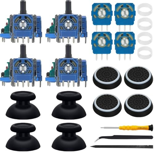 ZHUROUPU Analog Joystick Replacement for PS5 Controller, 3D Thumbstick Module Repalcement for DualSense Wireless Controller for Playstation 5, Drift Damaged Joystick with Repair Screwdriver Kit 4Pcs
