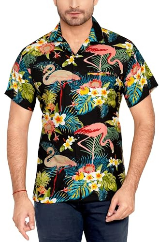 CLUB CUBANA Camicia Hawaiana Floreale Casual A Maniche Corte Classica Slim Fit da Uomo M