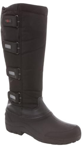 RL24 - Kinder & Damen Thermostiefel Classic von Covalliero – Winterstiefel mit Klettverschlüssen – Wasserdicht & gefüttert – Robuste Schneestiefel – Reitstiefel in Schwarz – Größe 34