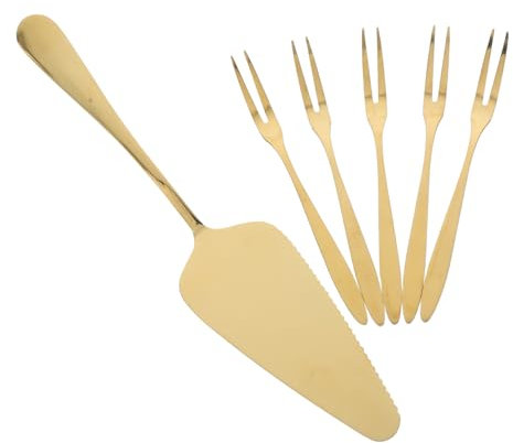 OUNONA 1 Set Set Di Posate Per Torta Arredamento Adesivi Fermagli Per Le Donne Forchetta Torta in Acciaio Inox Forche Pesanti Forchetta Da Frutta Acciaio Inossidabile Golden