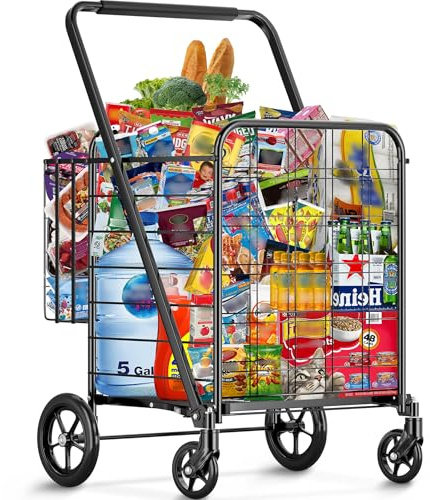 Borstom Carro de la Compra Capacidad 210kg 119T x 13B x 63,5H cm | Carrito Compra con 4 Ruedas Supermercado Luggage, Laundry