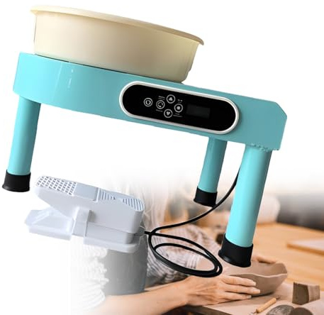 BWPURWDFH Electric Pottery Wheel,350W & 25CM Aluminum Turntable Pottery Wheel with Removable ABS Basin,Foot Pedal and Shaping Tools (Green A)