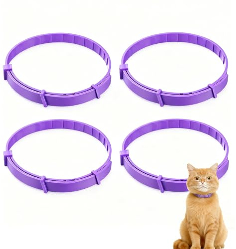 Soiftra 4er-Pack Beruhigendes Halsband für Katzen, Langanhaltende Pheromone Beruhigungshalsbänder,Violett,Gegen Angstzustände,Größe verstellbar und 60 Tage Effekt für Kätzchen und Hunde