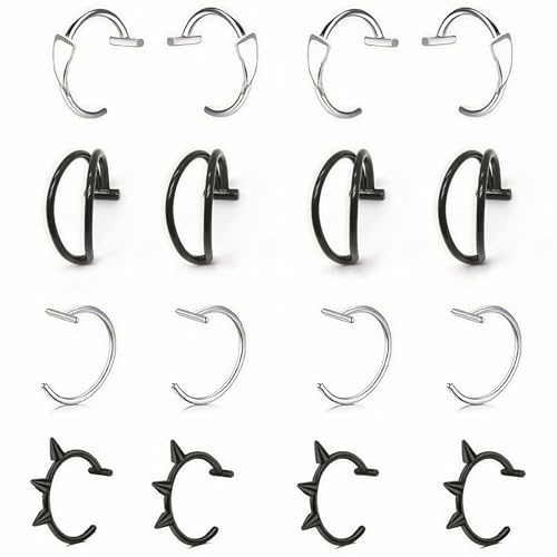 Cossaot ssaot 16 stycken falsk läpppiercing, falsk näspiercing, läppring, läpppiercing, unisex läppringar för septum, öra, helix eller