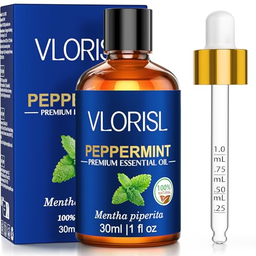 VLORISL Huile de Menthe Poivrée 30ml Diffuseur Aromathérapie DIY Savons | Arôme mentholé frais et intense, idéal pour diffuseur, créations DIY, bougies, savons et ambiance maison