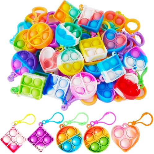 30 st mini pop push It nyckelleksak, push and pop, bubbla, sensoriska, fidgetleksak, sensoriska leksaker, silikonpressning, anti-stress, ångestlindrande leksaker, för barn och vuxna