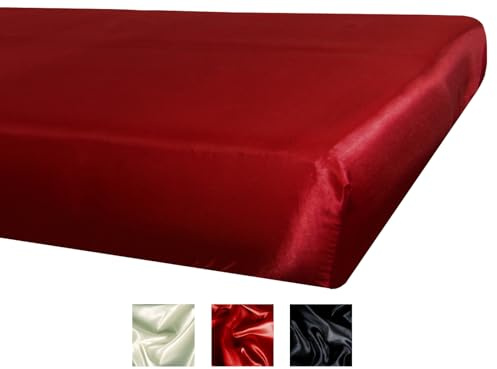 beties Glanz Satin Spannbetttuch ca. 140x200 cm Spannbettlaken Premium schwere Qualität & edel, fein fließend aus deutschem Unternehmen (Karmin-rot)