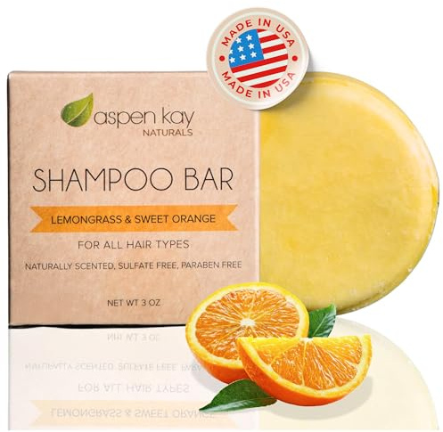 Aspen Kay Naturals Moroccan Argan Oil Shampoo Bar, Organic, Vegan, Volumizing Shampoo for Curly or Straight Hair. Citrus Scent, Paraben & Sulfate Free, Made in USA - 3 oz.