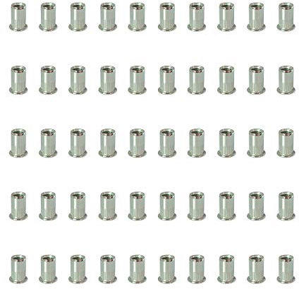 50 pièces écrou à sertir en Inox (304) M4 M5 M6 M8 M10 tête plate avec rayures verticales, avec fiche technique