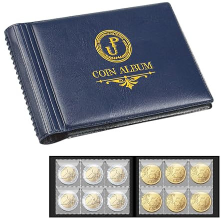 Album de Collection de pièces de Monnaie 60 Pochettes – Grilles 35 x 35 mm pour Collection et Stockage de pièces de Monnaie, Convient pour Toonie, Dime, Pence, Cents, Quarter, Nickel Blue CS4206BL
