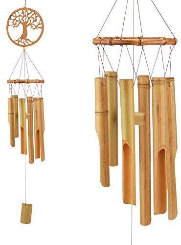 JOELELI Carillon éolien en bois avec ton profond fait à la main pour le jardin, l'extérieur, la terrasse, la maison et l'intérieur