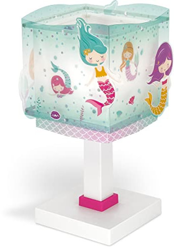 Dalber Kinder Tischlampe Nachttischlampe kinderzimmer Mermaids Meerjungfrauen, Kinderzimmer, Nachttischlampe, 63441, E14, Türkis